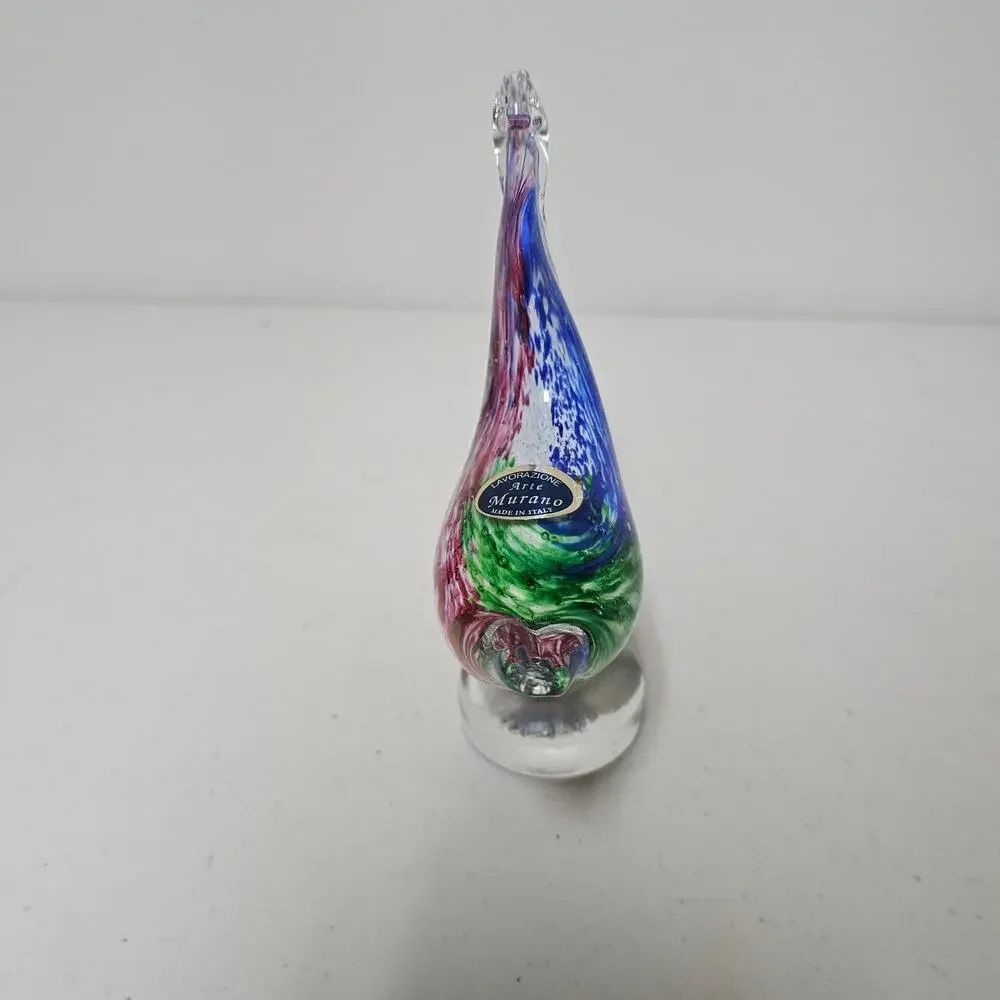 Arte Murano Lavorazione Bird~Controled Bubble Multicolored Art Glass-Italy